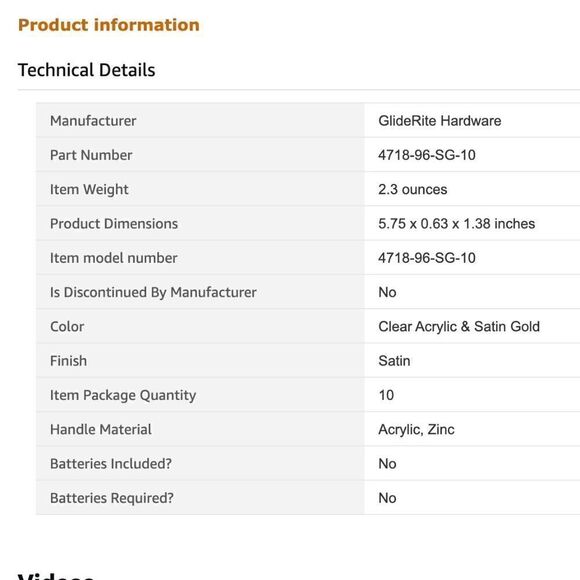 NWT 10 pack GlideRite Hardware Cabinet Drawer Handles Clear Modern Look NEW - Picture 14 of 17